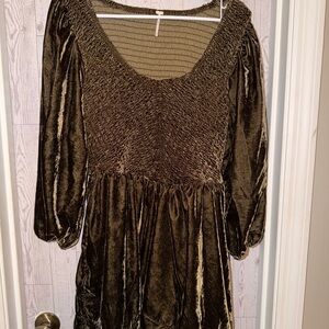 Free People Farrier Velvet olive mini dress